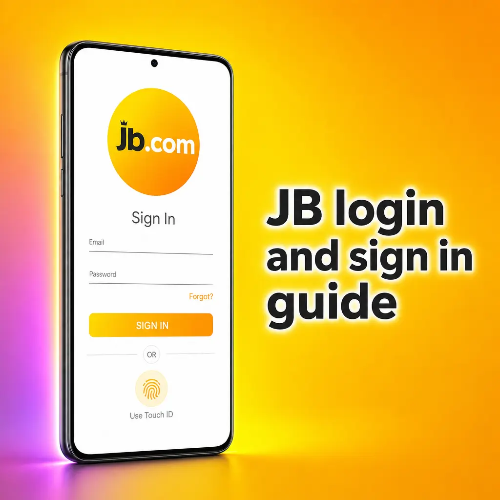 JB account login and sign in guide showing steps to access games and bets using credentials, biometrics, or 2FA verification