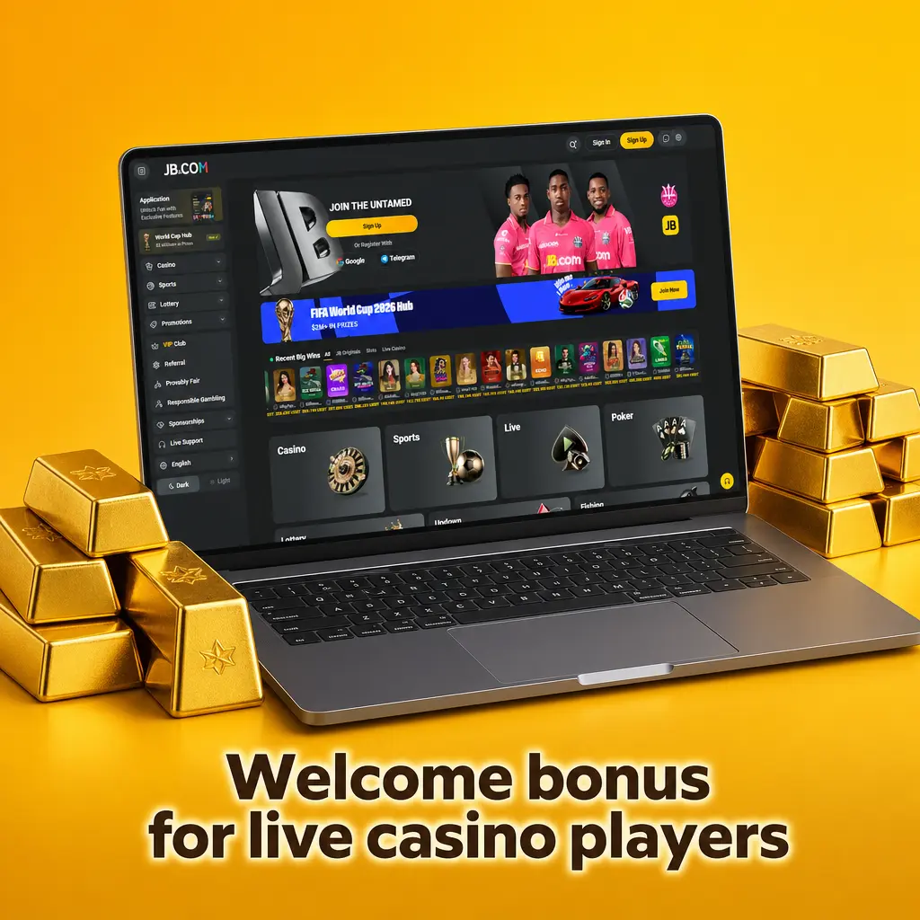 JB Casino welcome bonus offering 120% match up to $1000 plus 100 Free Spins for new live casino players